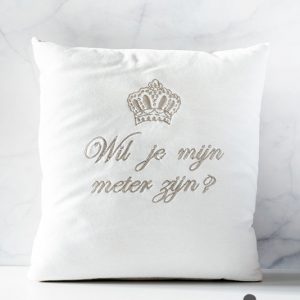 Sierkussen // Wil je mijn meter zijn? // Wit - Zandgrijs