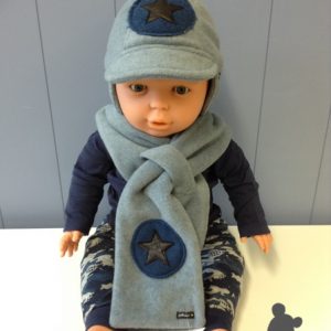 Strass // Wintersjaal fleece // Aquablauw met ster