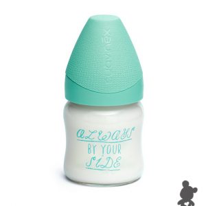 Suavinex // Glazen Fles 110ml met Siliconespeen // Munt