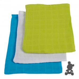 Jollein // Set van 3 tetrawashandjes // Lime-Aqua-Wit