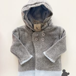 Noukie's // Gebreide winterjas // Grijs-Lichtblauw