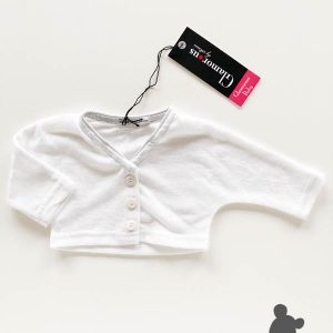 Strass // Fijn gebreide cardigan // Wit met zilver biesje